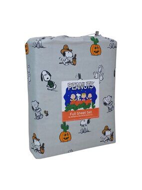 Peanuts Snoopy Cowboy Halloween Full Double Sheet Set By Berkshire Light Gray